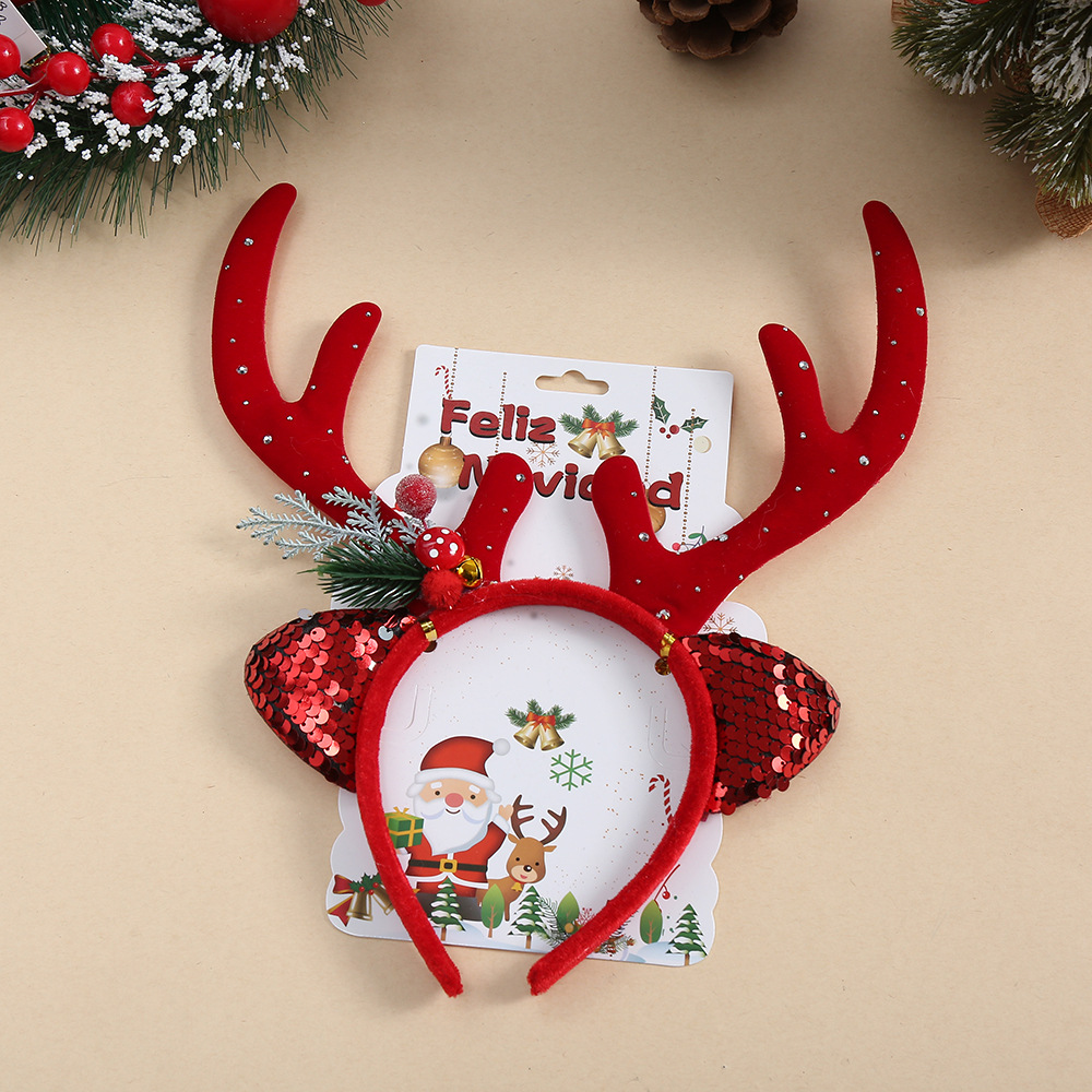1pc Kids Christmas Sequin Rein - Reindeer Antlers Headband recension och pris