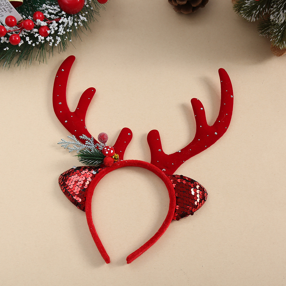 1pc Kids Christmas Sequin Rein - Reindeer Antlers Headband recension och pris