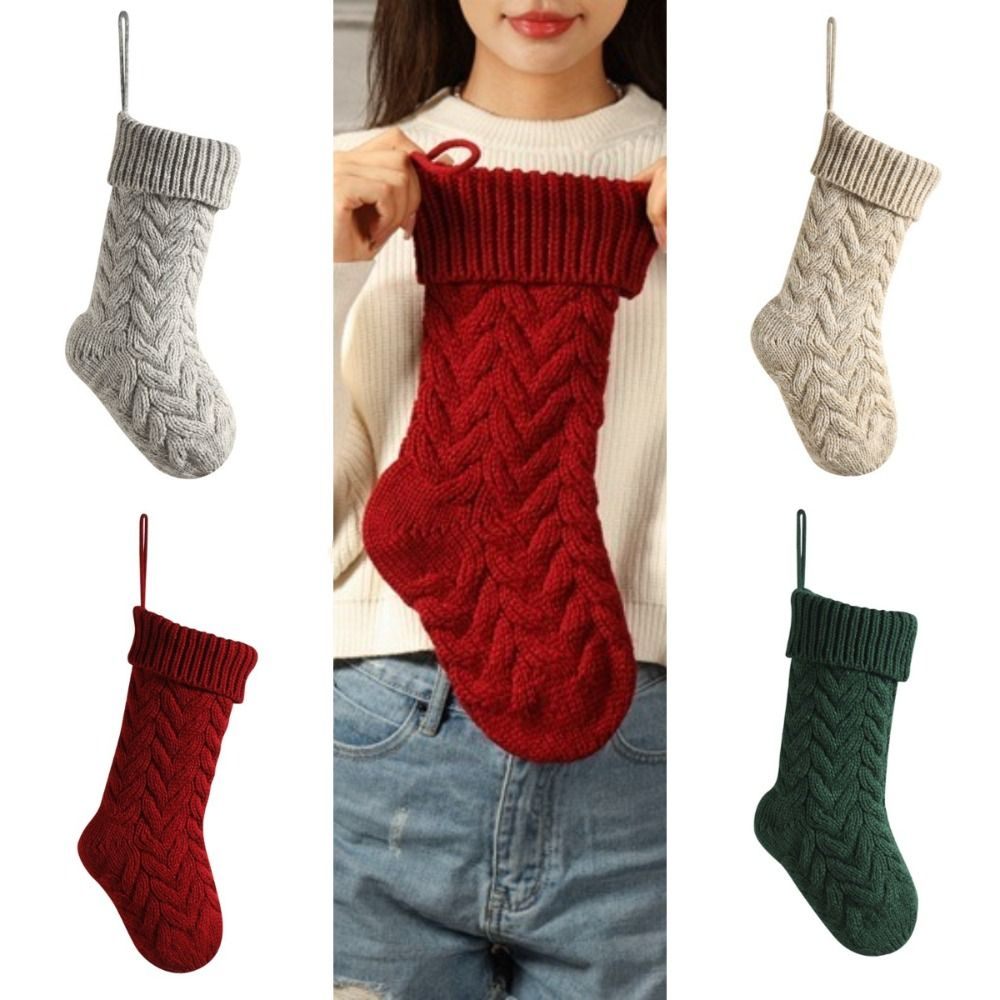 Knitted Christmas Sockings Flu - Christmas Stocking Hanging recension och pris