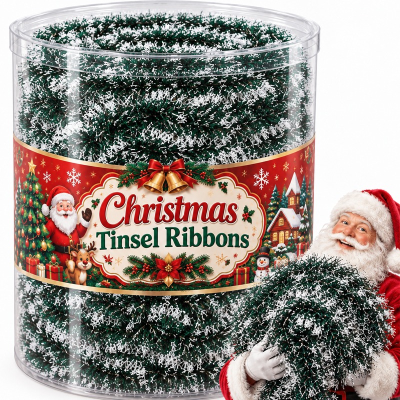 Christmas Tinsel Ribbons Green - Tinsel Garland Decoration recension och pris