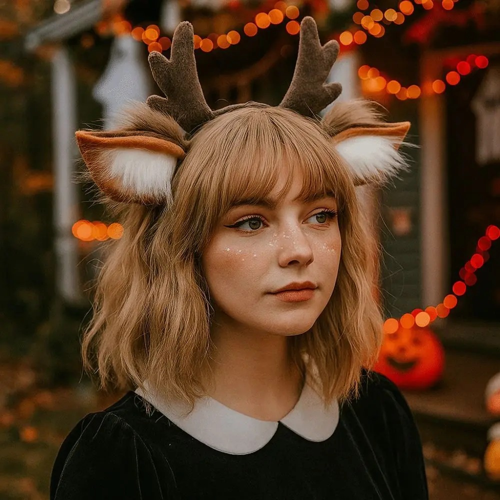 Fluffy Deer Ears Reindeer Antl - Reindeer Antlers Headband recension och pris
