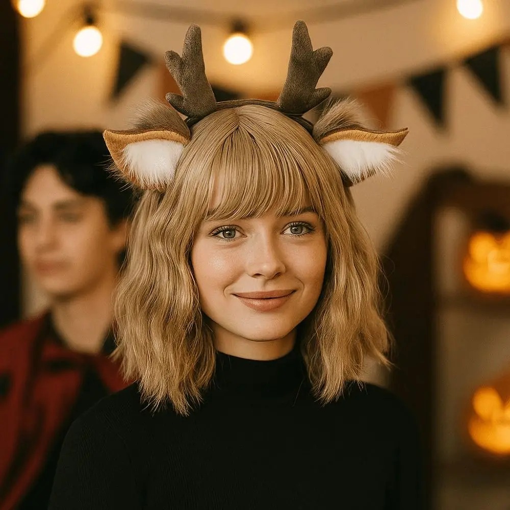 Fluffy Deer Ears Reindeer Antl - Reindeer Antlers Headband recension och pris