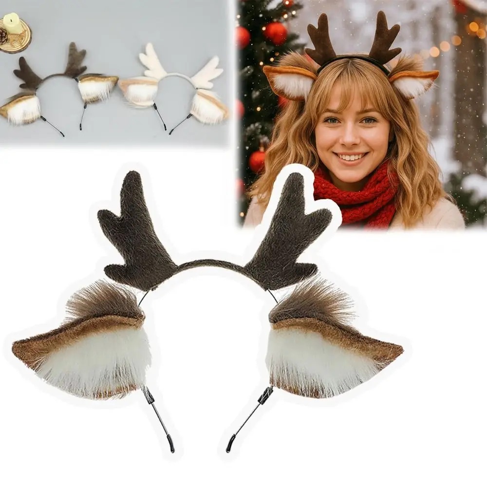 Fluffy Deer Ears Reindeer Antl - Reindeer Antlers Headband recension och pris
