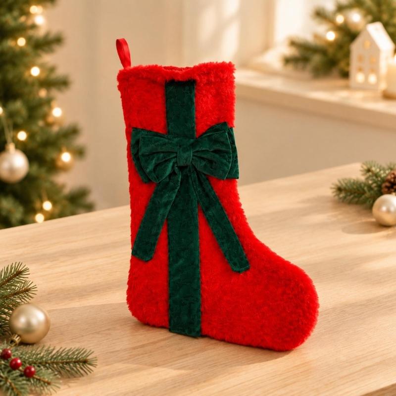 Fabric Christmas Stocking with - Christmas Stocking Hanging recension och pris