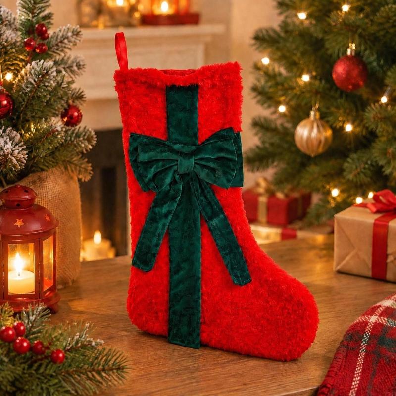 Fabric Christmas Stocking with - Christmas Stocking Hanging recension och pris