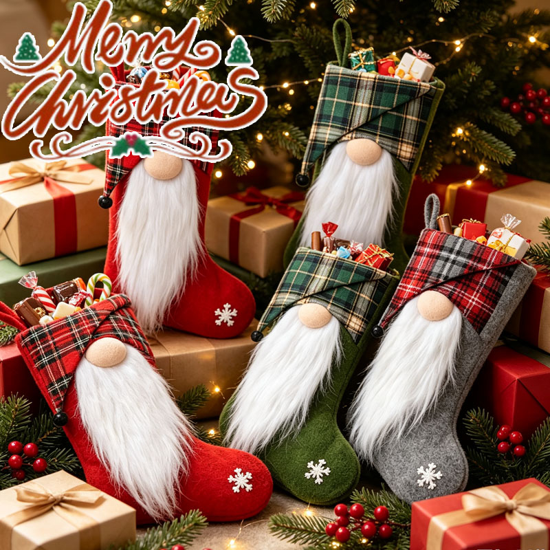 1-4PCS Christmas Treat Bags fo - Christmas Stocking Hanging recension och pris
